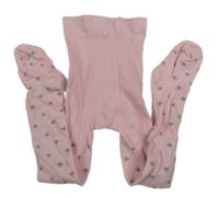 Světlerůžové punčocháče se srdíčky H&M