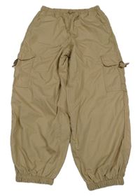 Béžové plátěné podšité cuff kalhoty s kapsami Next