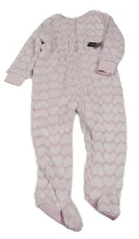 Nové - Světlerůžový chlupatý overal se srdíčky Dunnes