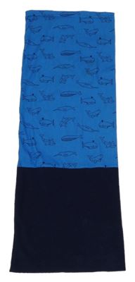 Modro-tmavomodrý nákrčník s fleecem a velrybami 