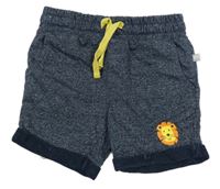 Tmavomodré melírované teplákové kraťasy s lvíčky Liegelind