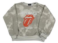 Šedá batikovaná mikina s potiskem - Rolling Stones
