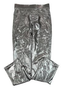 Stříbrné legíny koženkového vzhledu Zara