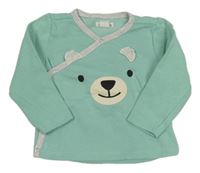 Světlemodro-šedé zavinovací mikinotriko s medvídkem Pocopiano 