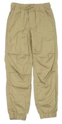 Béžové cuff jogger waist plátěné kalhoty H&M