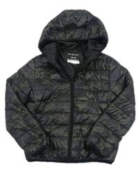 Khaki army šusťáková prošívaná lehká zateplená bunda s kapucí Primark