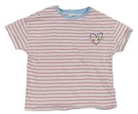 Růžovo-bílé pruhované crop tričko s nápisem zn. M&S