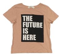 Starorůžové tričko s nápisem H&M