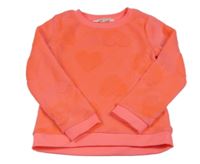 Neonově růžová chlupatá mikina se srdíčky H&M