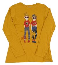 Okrové triko s holčičkami Inextenso