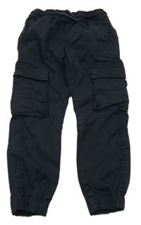 Antracitové cargo cuff plátěné kalhoty 