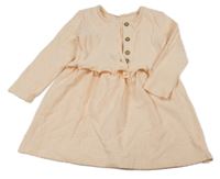 Oranžovo-bílé pruhované šaty s volánky 