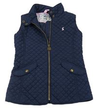 Tmavomodrá šusťáková prošívaná zateplená vesta Joules