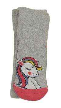 Nové - Šedo-růžové punčocháče 