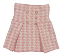 Bílo-růžová vzorovaná pletená sukně s gombíky 