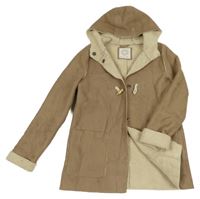 Béžový semišový zateplený kabát s kapucí Lefties