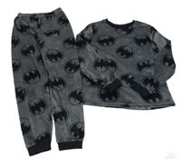 Šedé plyšové pyžamo s Batmany