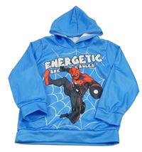 Modrá sportovní mikina s hrdinou a kapucí 