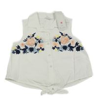 Nové - Bílá crop halenka s květy F&F