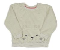 Bílá chlupatá mikina s kočkou Nutmeg