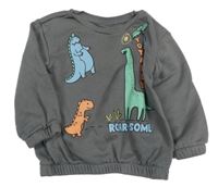 Šedá oversize mikina s dinosaury Primark