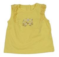 Žluté tričko s kytičkami a volánky C&A