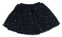 Tmavomodrá tylová sukně s hvězdičkami Pocopiano