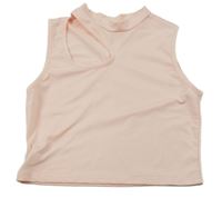 Světlerůžový crop top s průstřihem 