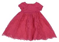 Růžové bavlněno/organzové šaty s kytičkami John Rocha