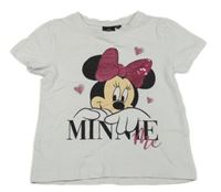 Bílé tričko s Minnie a flitry Disney 