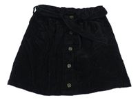 Černá manšestrová propínací sukně s páskem Next