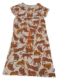 Šedo-oranžové vzorované šaty s leopardem We