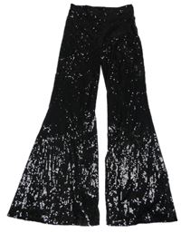 Černé flitrové flare kalhoty H&M