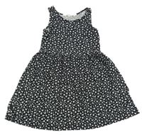Černé bavlněné květované šaty H&M
