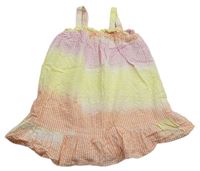 Lila-citronovo-lososové pruhované krepové letní šaty George