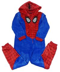 Safírovo-červeno-černá chlupatá kombinéza s kapucí - Spider-man Marvel 
