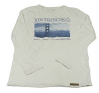 Bílé melírované triko s potiskem - San Francisco ZARA