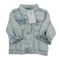 Nové - světlemodrá šisovaná riflová bunda s límečkem Charanga