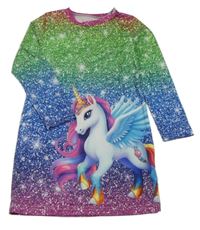 Zeleno-modro-růžová noční košile s jednorožcem SHEIN