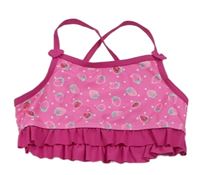 Růžovo-růžová malinová plavková lambáda s jahůdkami a puntíky a volánkem zn. Topolino