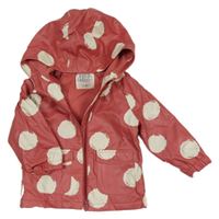 Jahodovo-bílá puntíkatá nepromokavá jarní bunda s kapucí F&F