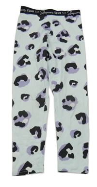 Světlemodro-černo-fialové vzorované legíny s nápisy Matalan