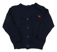 Tmavomodrý propínací svetr s pejskem SHEIN