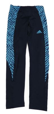 Tmavomodro-modré funkční sportovní legíny se vzorem Adidas