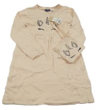 Nové - 2Set - Pudrové pletené šaty s jednorožcem + kabelka lupilu