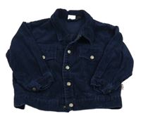 Tmavomodrá manšestrová bunda s límečkem 