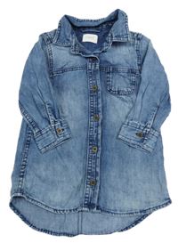 Modré riflové propínací košilové šaty Next