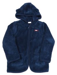 Nové - tmavomodrá plyšová bunda s logem a kapucí s oušky S. Oliver