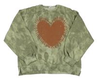 Khaki batikovaná mikina se srdíčkem ZARA