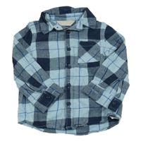 Světlemodro-tmavomodrá kostkovaná košile PRIMARK